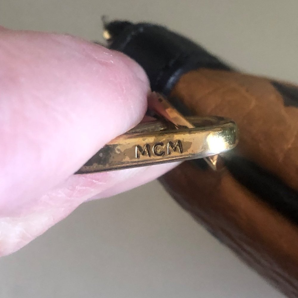 MCM Authentic Zip Pouch Viesto Wristlet In Cognac - Picture 9 of 13